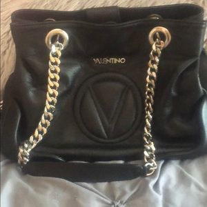 Valentino black leather chain hamdbag